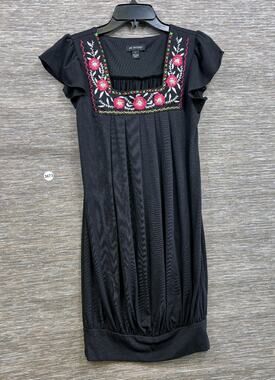 Jodi Kristopher Embroidered Babydoll Ruffle Dress Womens Size S Black Western